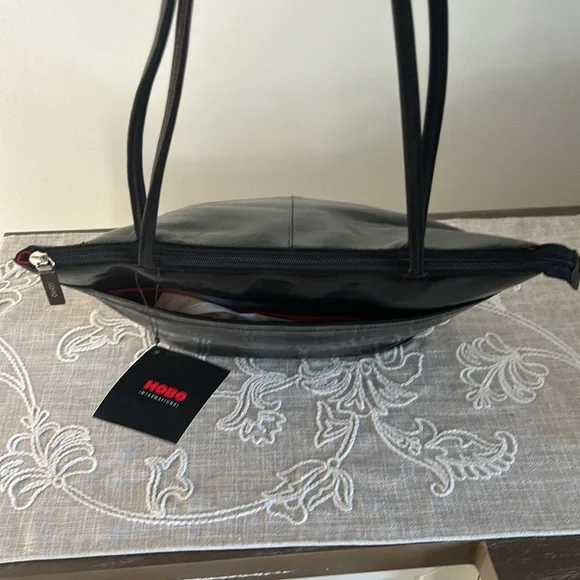 HOBO International New Carlotta Shiny Black Leather Shoulder Bag - Picture 7 of 15